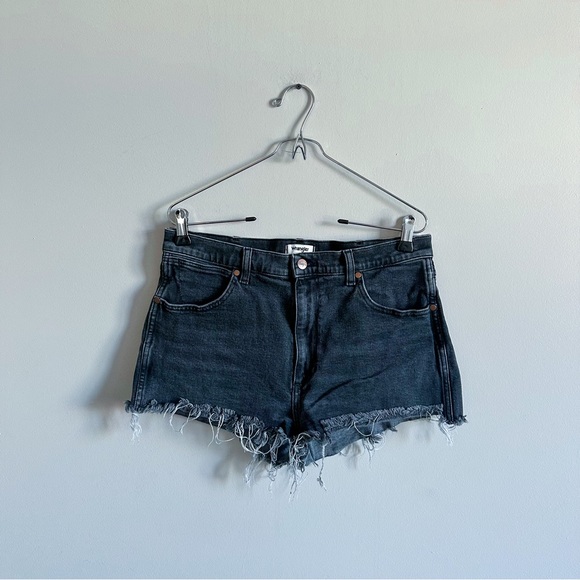 Wrangler Pants - Wrangler Cut Off Fringe Black Mini Denim Jean Shorts Casual